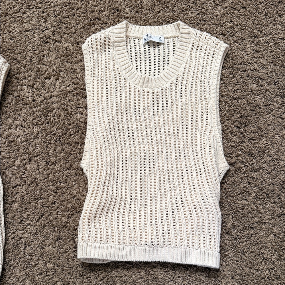 Hollister Cream Open-Knit Sweater Hollister